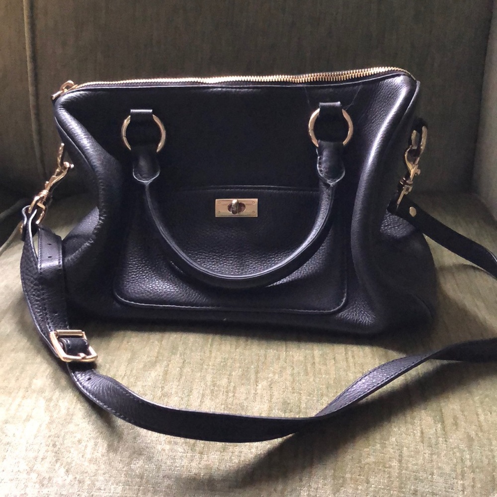 J Crew Black Leather Shoulder Bag
